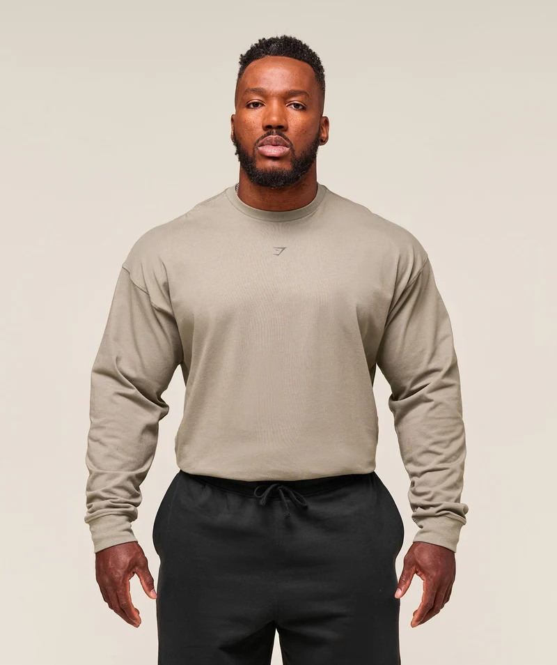 Gymshark We Do Gym Long Sleeve T-Shirt - Linen Brown