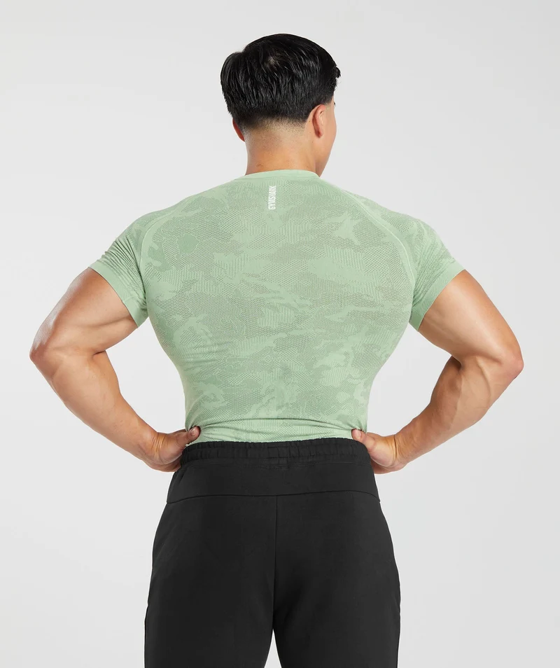 Gymshark Geo Seamless T-Shirt - Flora Green/Willow Green