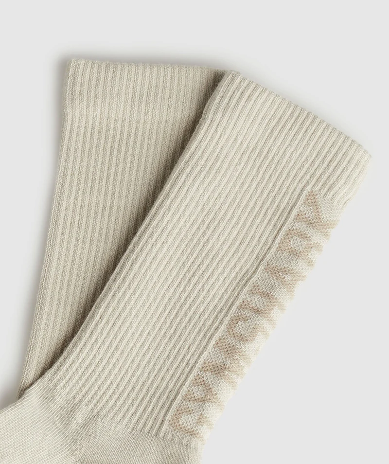 Gymshark Wordmark Crew Socks - Washed Stone Brown