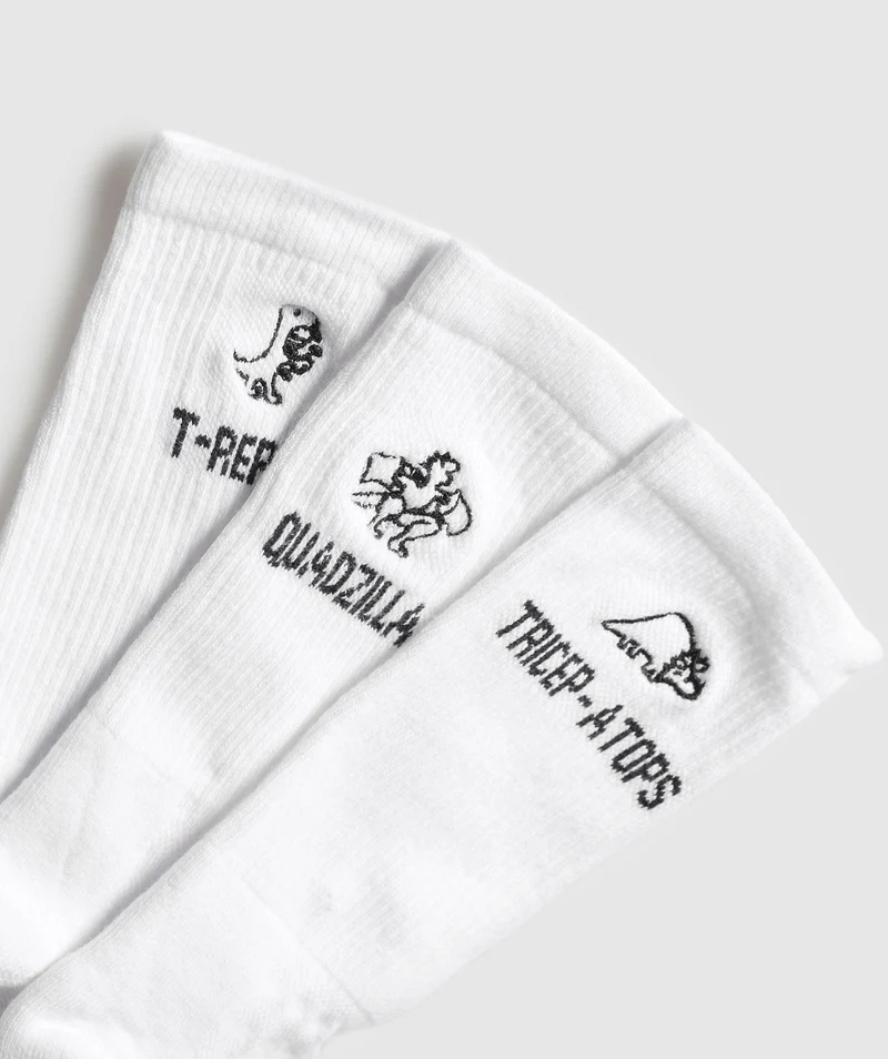 Gymshark GFX T-Reps Crew 3pk - White