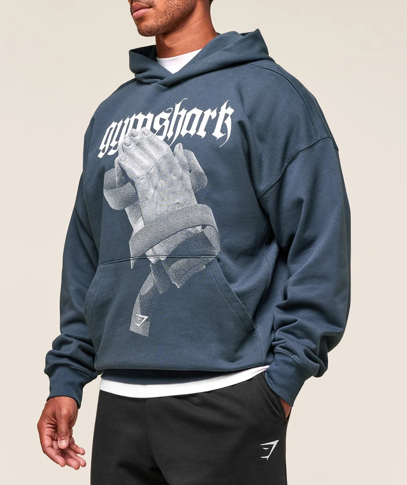 Gymshark Prayer Hands Hoodie - Titanium Blue