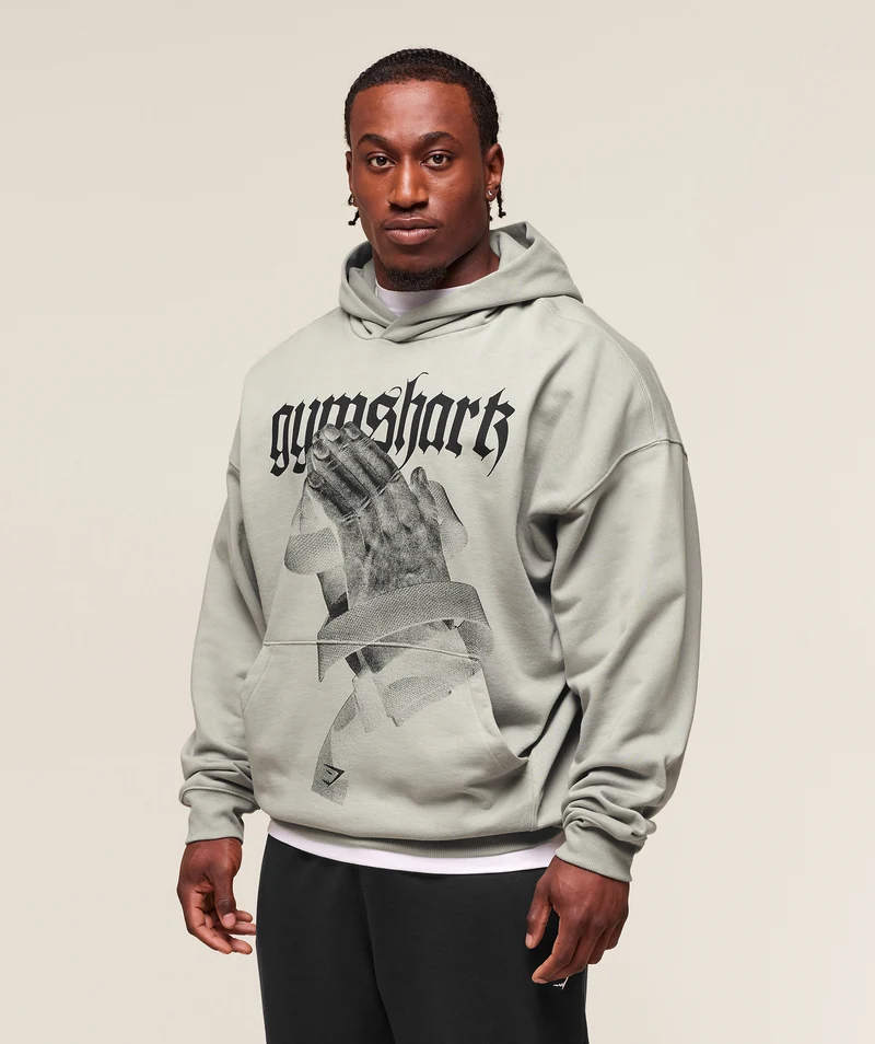 Gymshark Prayer Hands Hoodie - Stone Grey