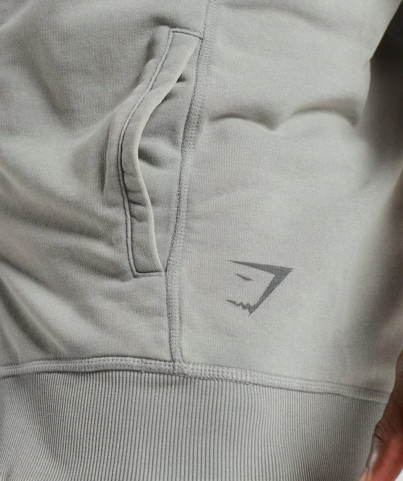Gymshark Heritage Washed Sleeveless Zip Up Hoodie - Smokey Grey/Acid Wash Small Ball