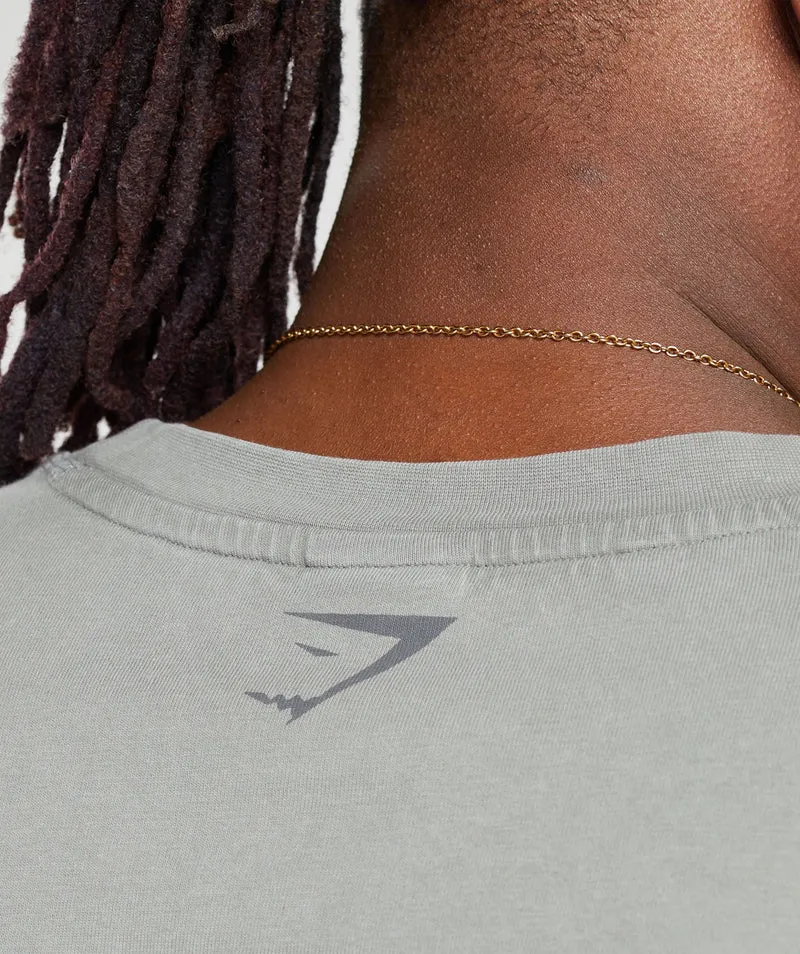 Gymshark Heritage Washed Crop T-Shirt - Smokey Grey/Acid Wash Small Ball