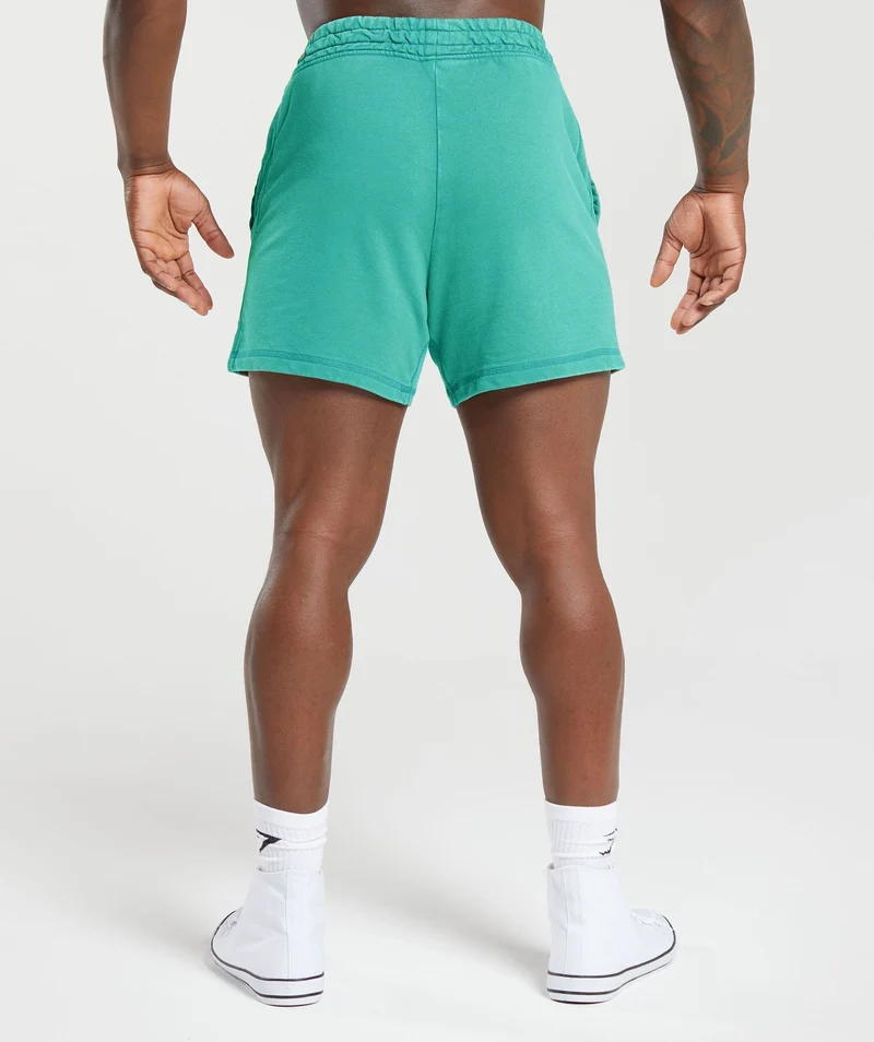 Gymshark Power Washed 5" Shorts - Capri Blue/Acid Wash Small Ball