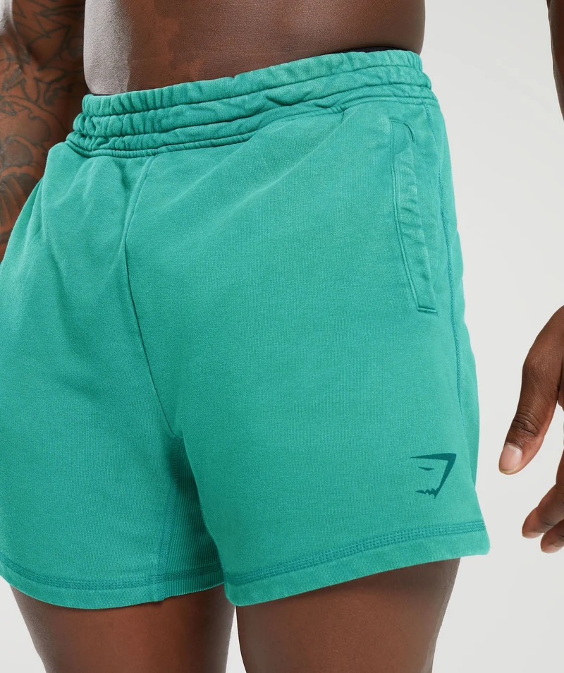 Gymshark Power Washed 5" Shorts - Capri Blue/Acid Wash Small Ball