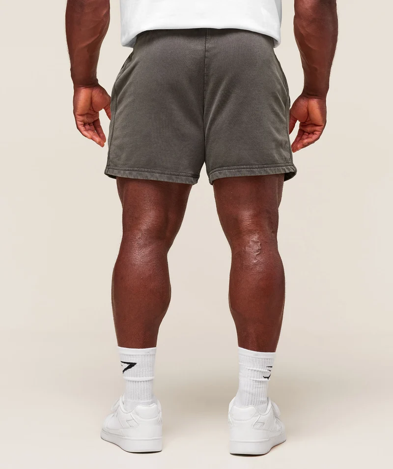 Gymshark Power Washed 5" Shorts - Onyx Grey/Acid Wash Small Ball