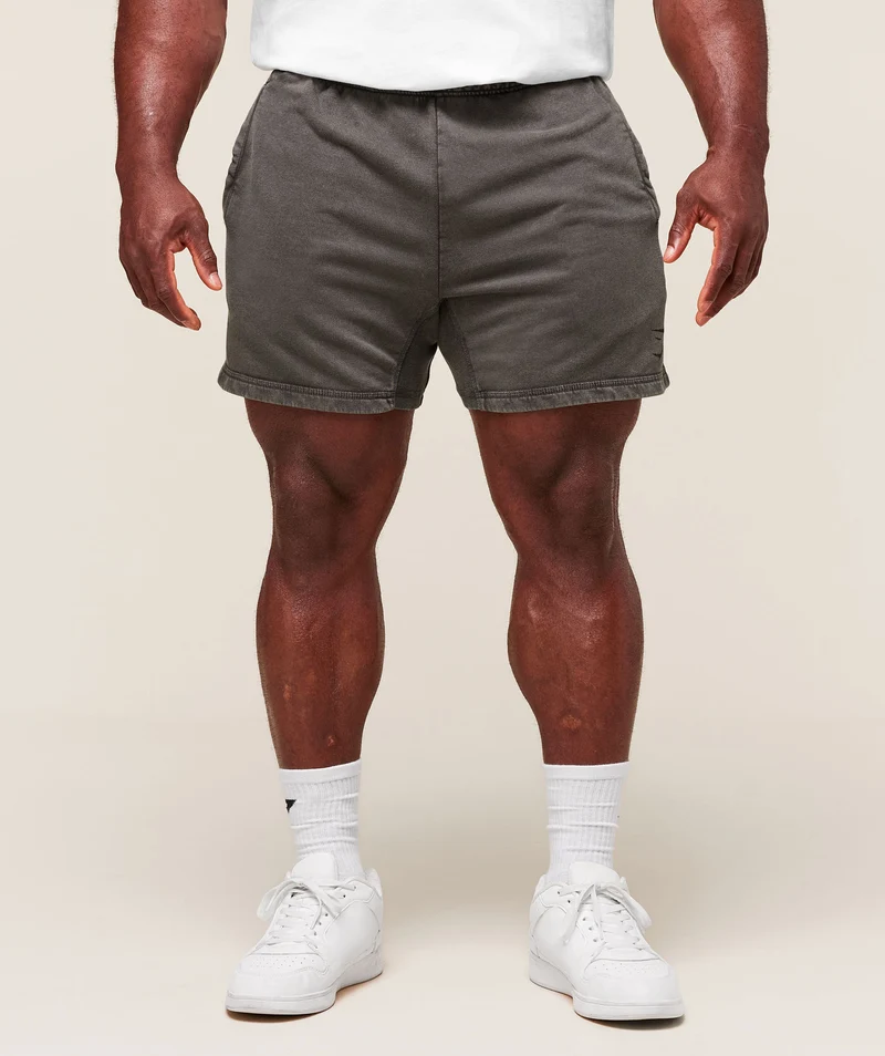 Gymshark Power Washed 5" Shorts - Onyx Grey/Acid Wash Small Ball