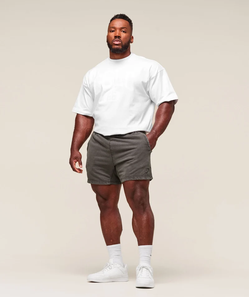 Gymshark Power Washed 5" Shorts - Onyx Grey/Acid Wash Small Ball