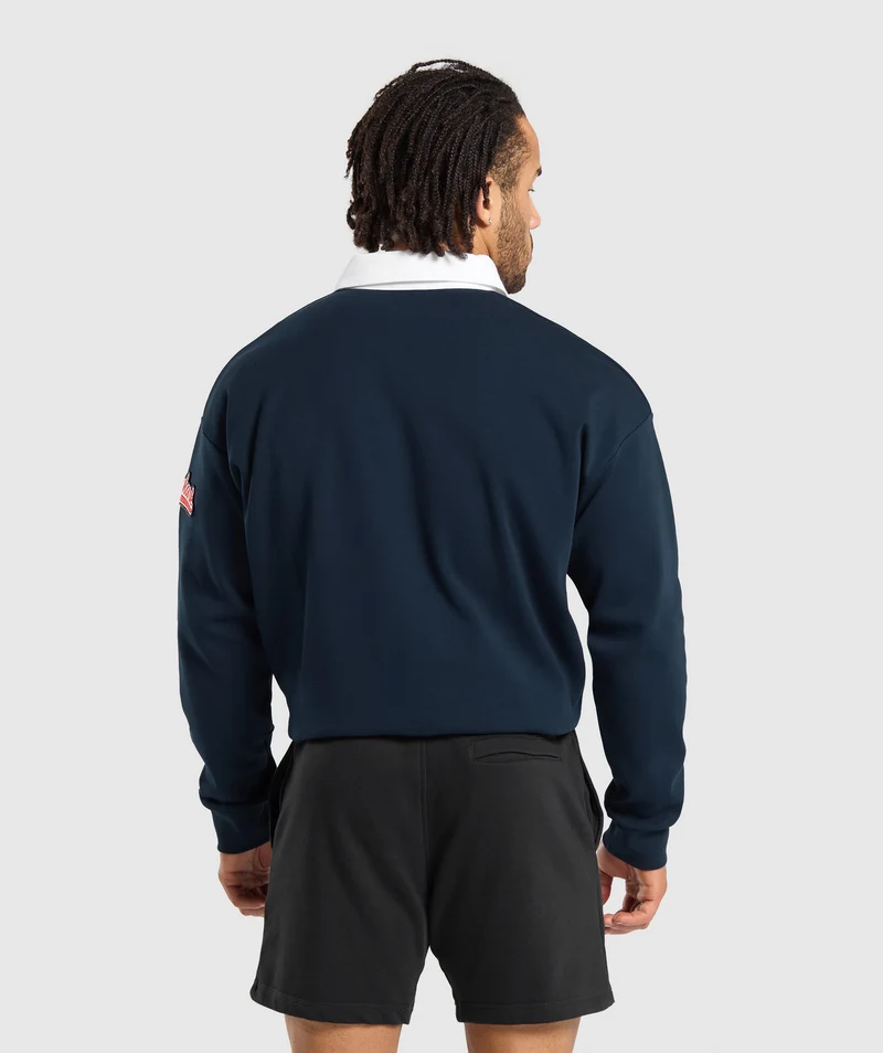 Gymshark Rugby Shirt - Navy/White