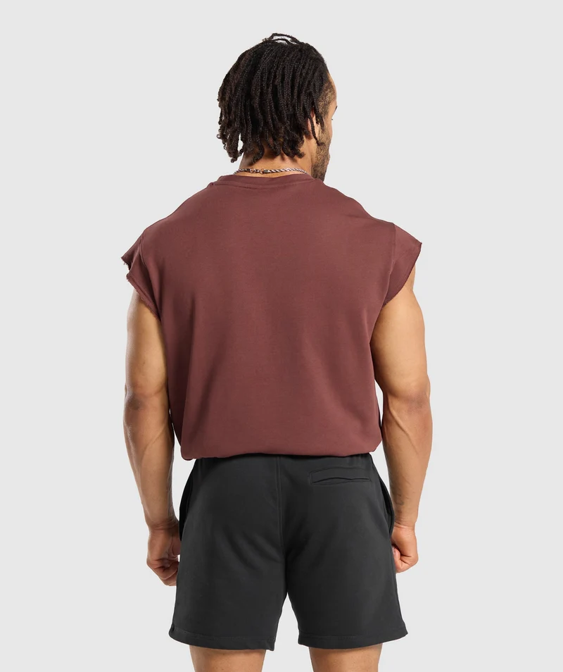 Gymshark Graphic Cut Off T-Shirt - Burgundy Brown