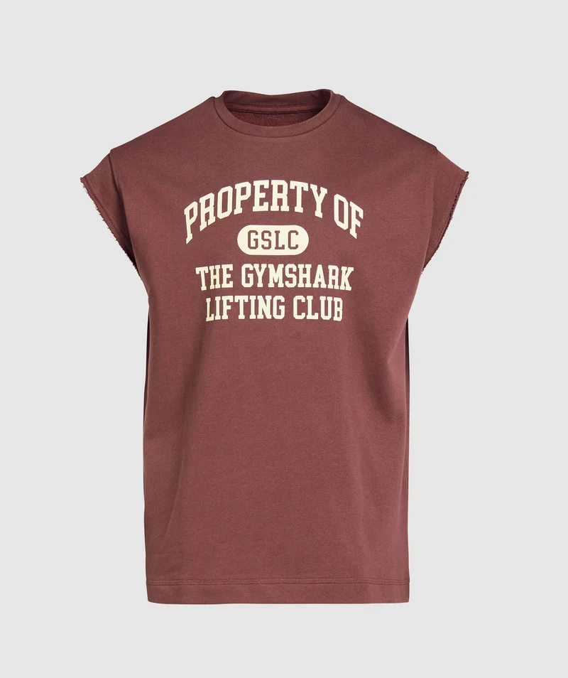 Gymshark Graphic Cut Off T-Shirt - Burgundy Brown