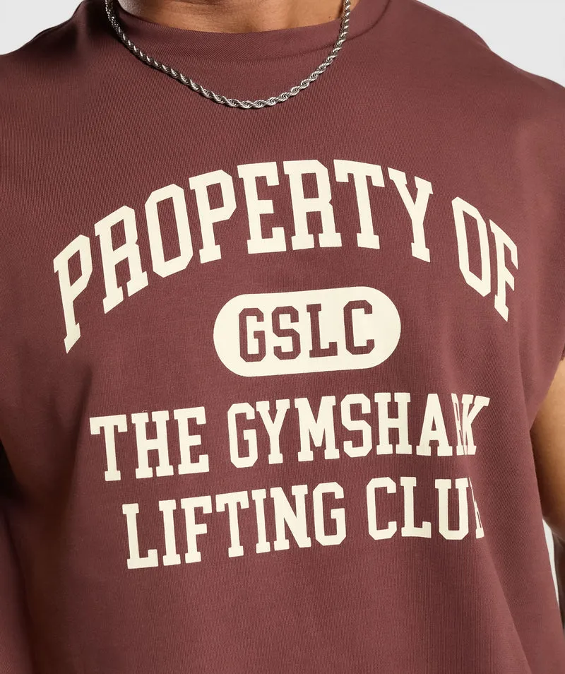 Gymshark Graphic Cut Off T-Shirt - Burgundy Brown