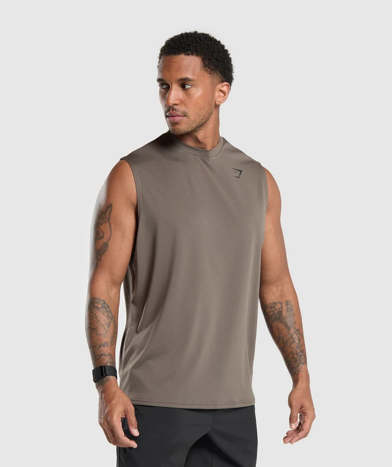 Gymshark Oversized Performance Tank - Camo Brown
