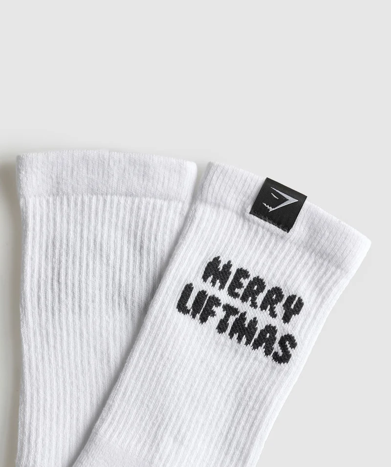 Gymshark Liftmas Single Crew Sock - White