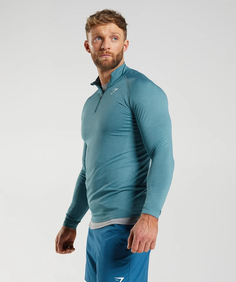 Gymshark Vital Seamless 1/4 Zip - Thunder Blue/Iceberg Blue