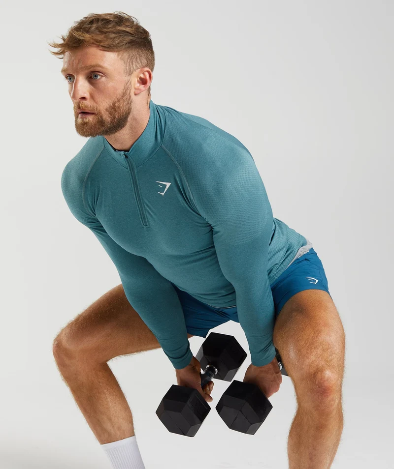 Gymshark Vital Seamless 1/4 Zip - Thunder Blue/Iceberg Blue