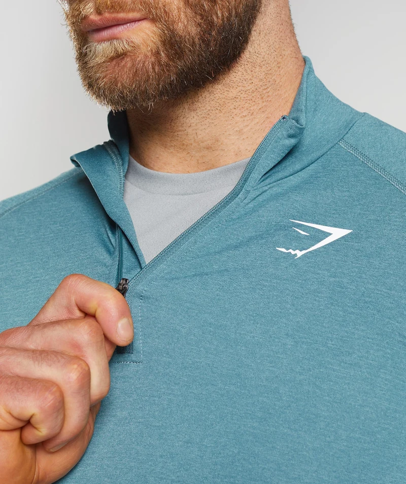 Gymshark Vital Seamless 1/4 Zip - Thunder Blue/Iceberg Blue