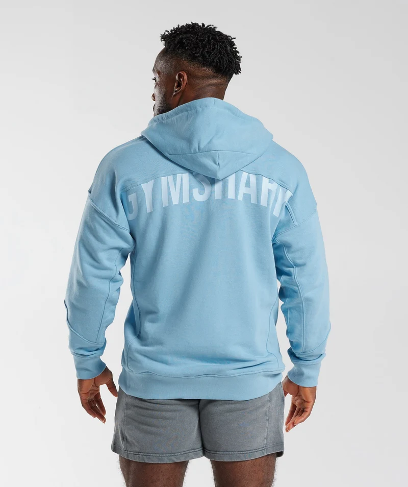 Gymshark Power Zip Up Hoodie - Ozone Blue