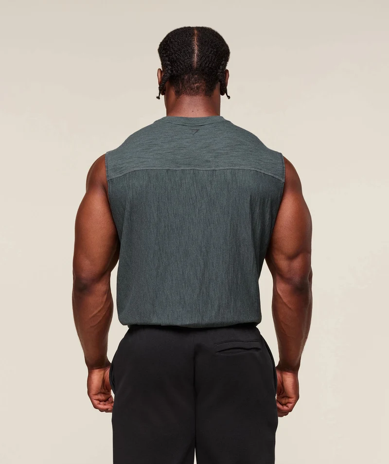 Gymshark Lightweight Slub Textured Tank - Slate Teal