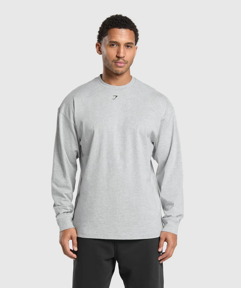 Gymshark EST 2012 Long Sleeve T-Shirt - Light Grey Core Marl