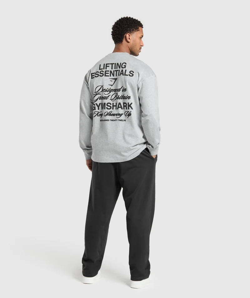 Gymshark EST 2012 Long Sleeve T-Shirt - Light Grey Core Marl