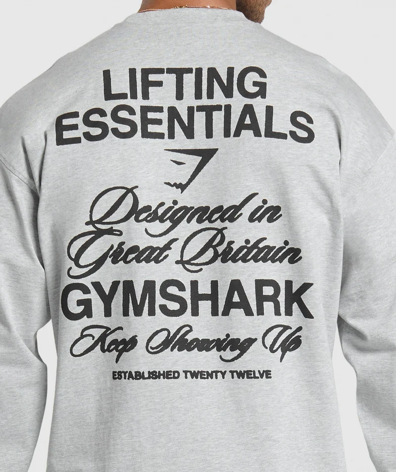 Gymshark EST 2012 Long Sleeve T-Shirt - Light Grey Core Marl