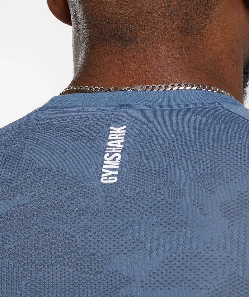Gymshark Geo Seamless T-Shirt - Faded Blue/Titanium Blue