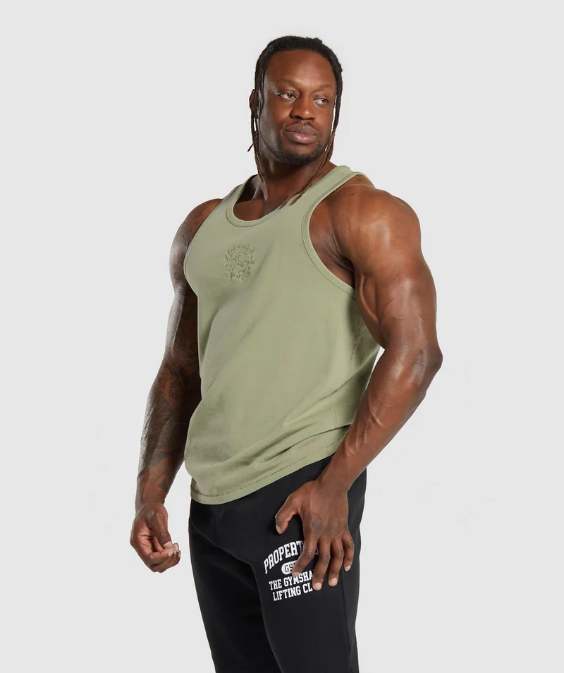 Gymshark Premium Legacy Tank - Natural Sage Green/Pigment Dye