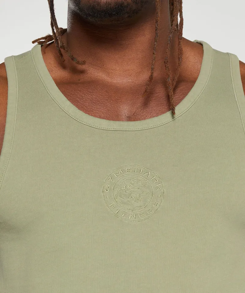 Gymshark Premium Legacy Tank - Natural Sage Green/Pigment Dye