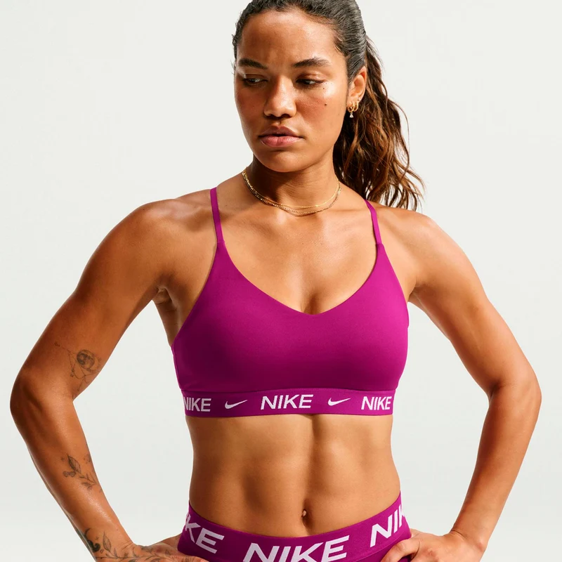 Dri-Fit INDY Light Support Sport-BH Damen - berry, weiß