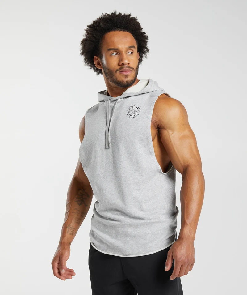 Gymshark Legacy Drop Arm Hoodie - Light Grey Marl