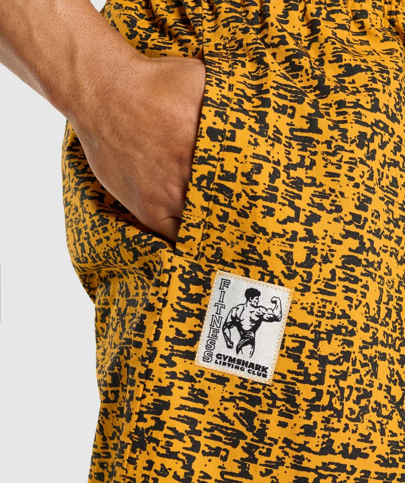 Gymshark Lifting Oversized Printed Woven Joggers - Burnt Yellow