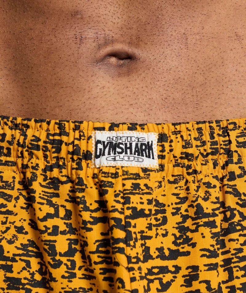 Gymshark Lifting Oversized Printed Woven Joggers - Burnt Yellow