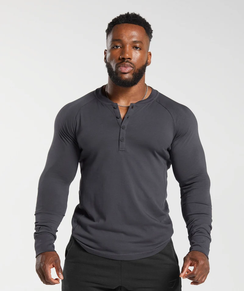 Gymshark Rest Day Essentials Henley - Grey