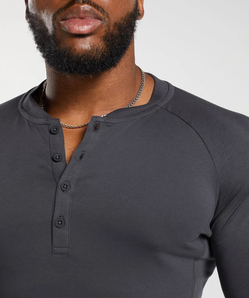 Gymshark Rest Day Essentials Henley - Grey