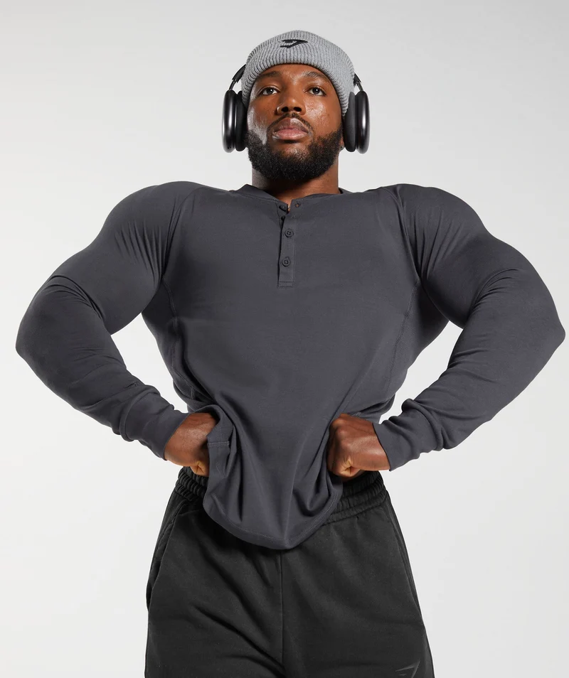 Gymshark Rest Day Essentials Henley - Grey