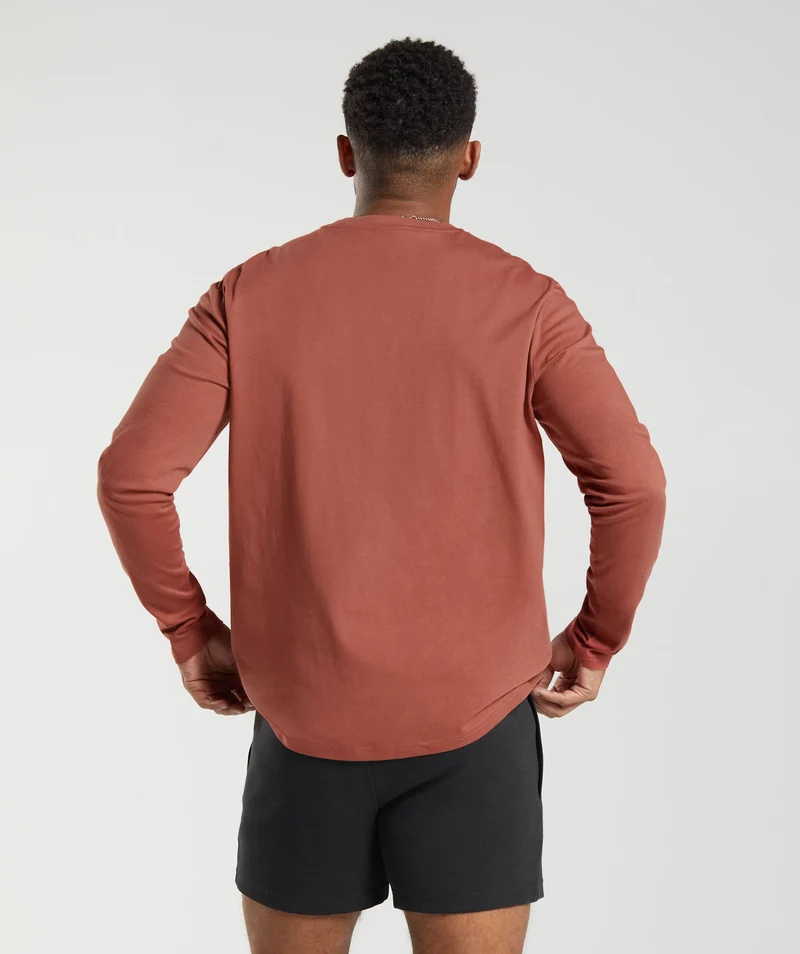 Gymshark Crest Long Sleeve T-Shirt - Persimmon Red