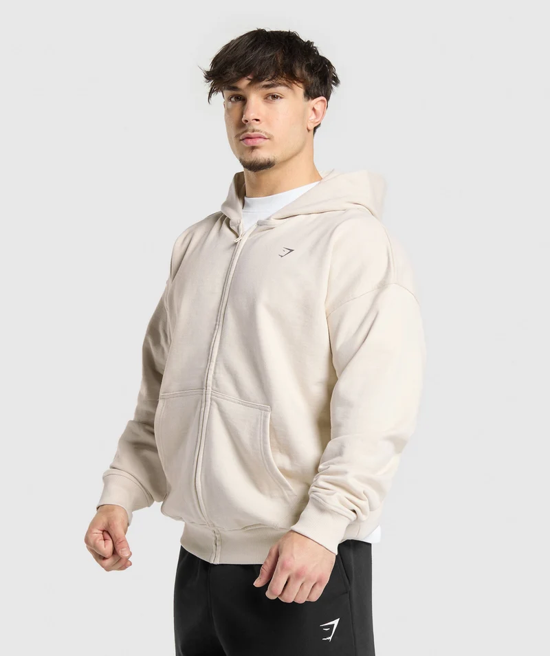 Gymshark Atlas Zip Up Hoodie - Oat White