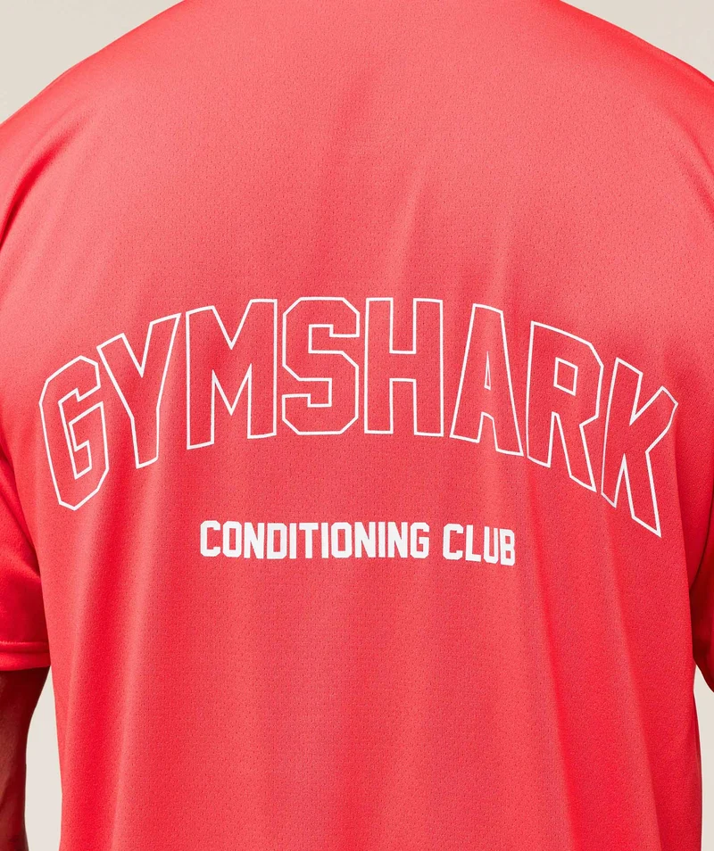 Gymshark Hybrid Athlete T-Shirt - Coral Red