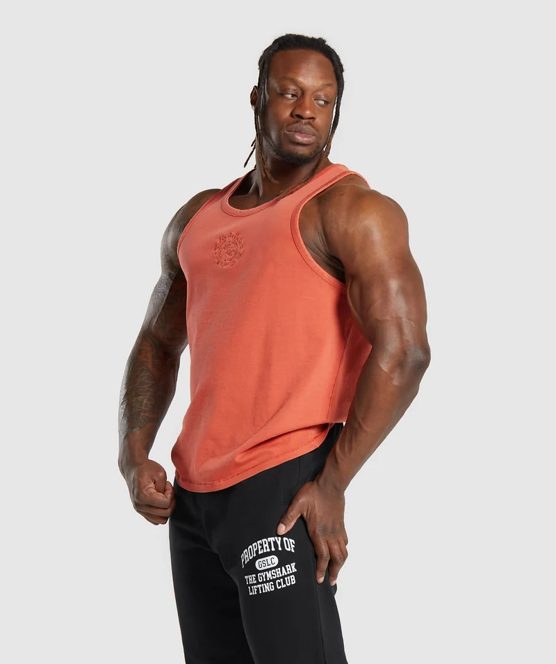 Gymshark Premium Legacy Tank - Muted Orange/Pigment Dye