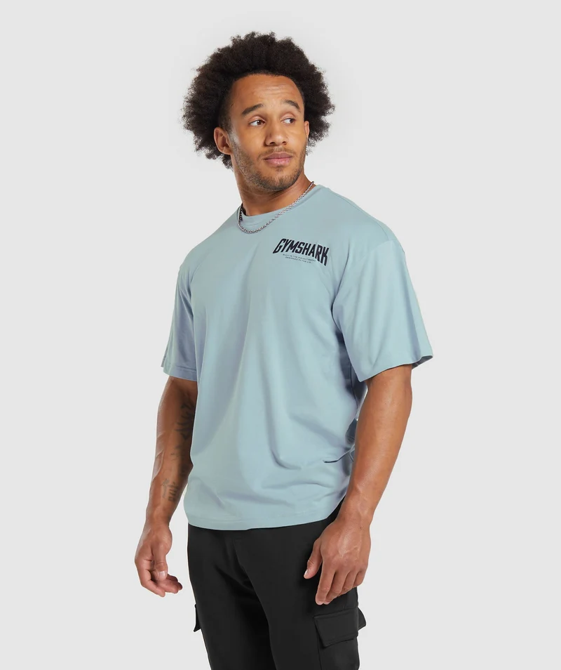 Gymshark Cartoon Lifting T-Shirt - Blue