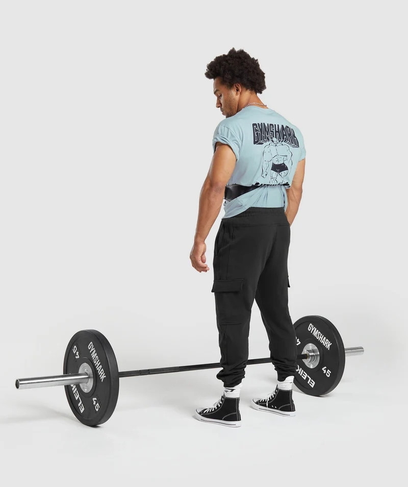 Gymshark Cartoon Lifting T-Shirt - Blue
