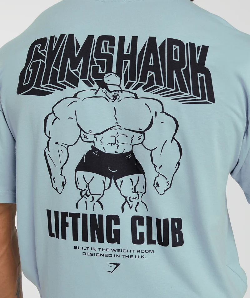 Gymshark Cartoon Lifting T-Shirt - Blue