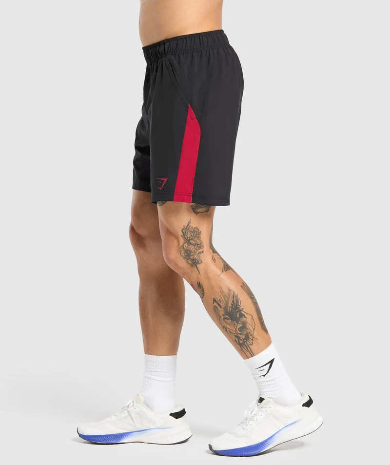 Gymshark Sport 7" Shorts - Black/Conditioning Red