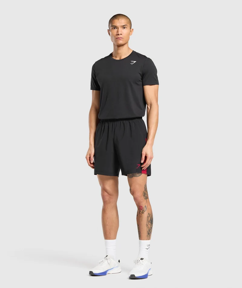 Gymshark Sport 7" Shorts - Black/Conditioning Red