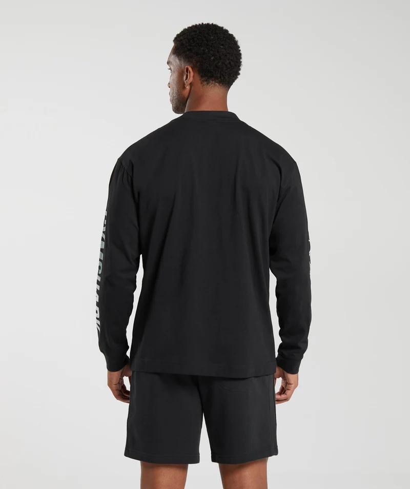 Gymshark Global Graphic Long Sleeve T-Shirt - Black