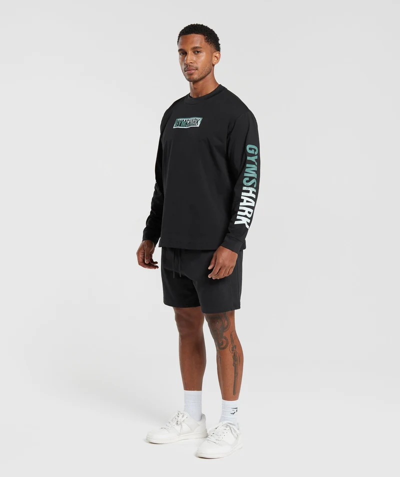 Gymshark Global Graphic Long Sleeve T-Shirt - Black