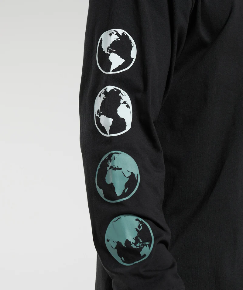 Gymshark Global Graphic Long Sleeve T-Shirt - Black
