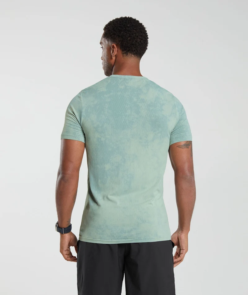 Gymshark Camo Washed Seamless T-Shirt - Duck Egg Blue/Oxi Wash